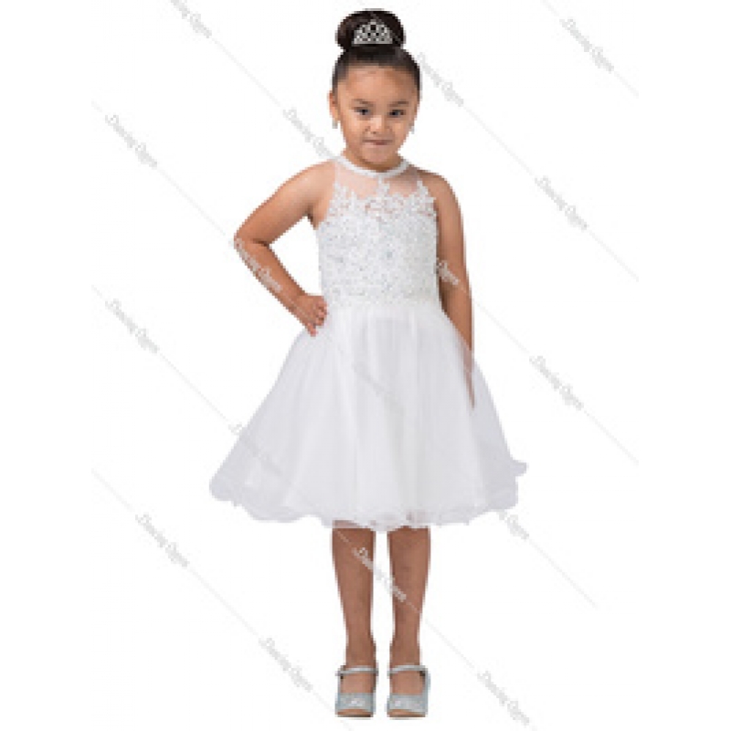 Fest kjole cindarella k708 hvid/ivory blomsterpige kjole